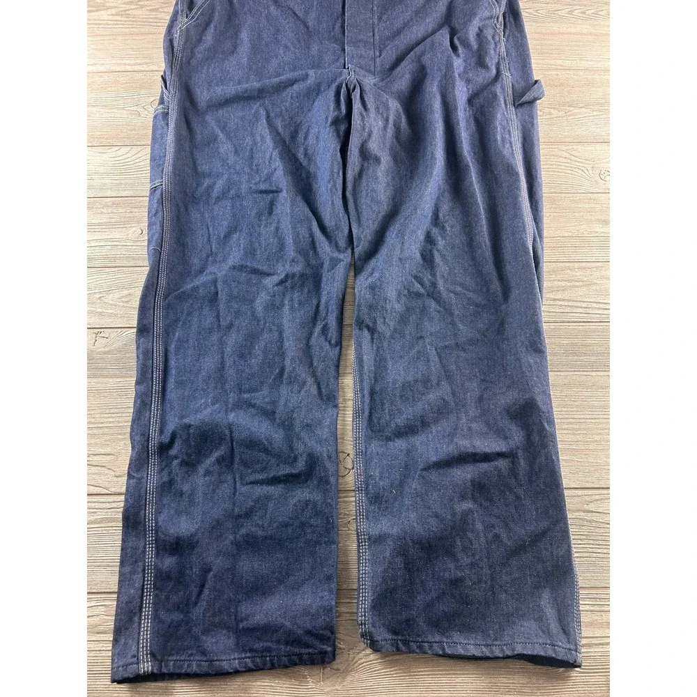Red Kap Mens Blue Denim Bib‎ Overalls Workwear Carpenter Pants Indigo 46 x 31
